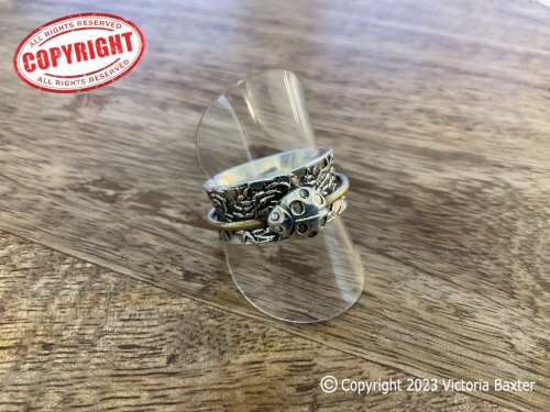 Ladybird Silver Spinner Ring - Click Image to Close